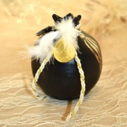 Γούρι Ρόδι κεραμικό μαύρο με μάτι μεσαίο 9x9.5