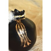 Γούρι Ρόδι κεραμικό μαύρο με μάτι μεσαίο 9x9.5