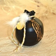 Γούρι Ρόδι κεραμικό μαύρο με μάτι μεσαίο 9x9.5