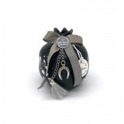 Γούρι Ρόδι κεραμικό μεσαίο μαύρο με πέταλο 9x9.5