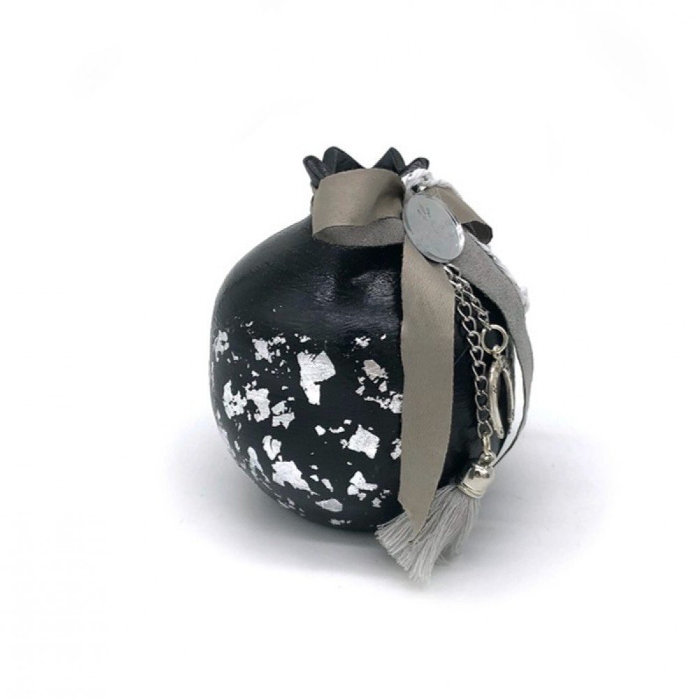 Γούρι Ρόδι κεραμικό μεσαίο μαύρο με πέταλο 9x9.5