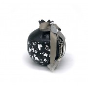 Γούρι Ρόδι κεραμικό μεσαίο μαύρο με πέταλο 9x9.5