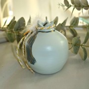 Γούρι Ρόδι κεραμικό γαλάζιο με μάτι μεσαίο 9x9.5