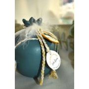 Γούρι Ρόδι κεραμικό πετρόλ με μάτι μεσαίο 9x9.5