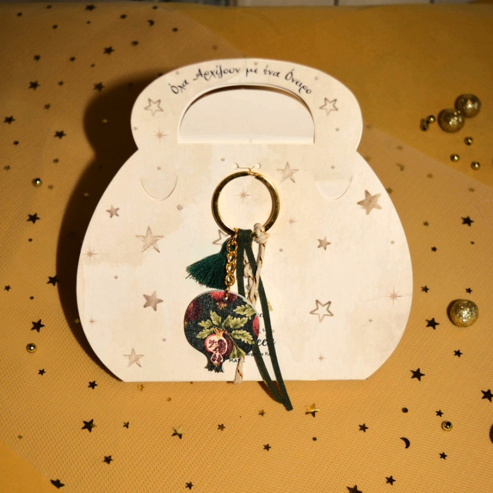 Γούρι μπρελόκ ρόδι με σχέδιο ανοιγμένο ρόδι