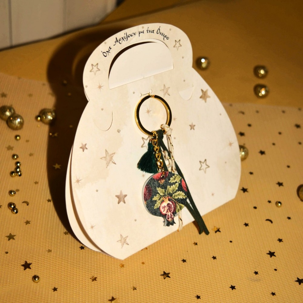 Γούρι μπρελόκ ρόδι με σχέδιο ανοιγμένο ρόδι