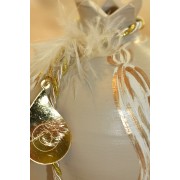 Γούρι Ρόδι κεραμικό μπεζ με μάτι μεγάλο 12x9.5