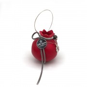 Γούρι Ρόδι κεραμικό μικρό κόκκινο με πέταλο 5.5x7