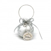 Γούρι Ρόδι κεραμικό μικρό λευκό με πέταλο 5.5x7