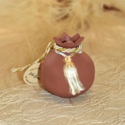 Γούρι ρόδι κεραμικό τερακότα μικρό 5.5x7