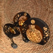 Γούρι ρόδι χρυσό plexiglass σε ξύλο μαύρο μεσαίο φωτιζόμενο