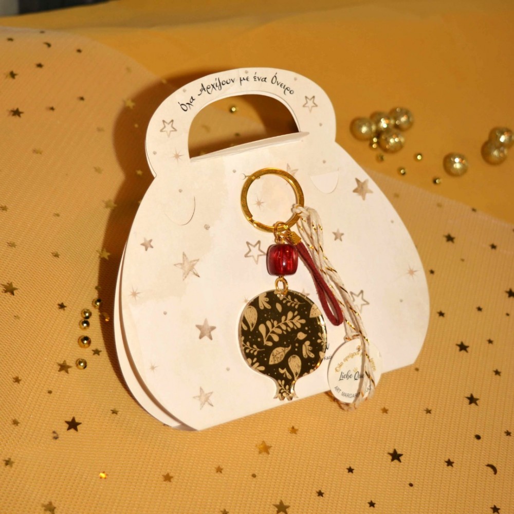 Γούρι μπρελόκ χρυσό ρόδι πλεξιγκλάς