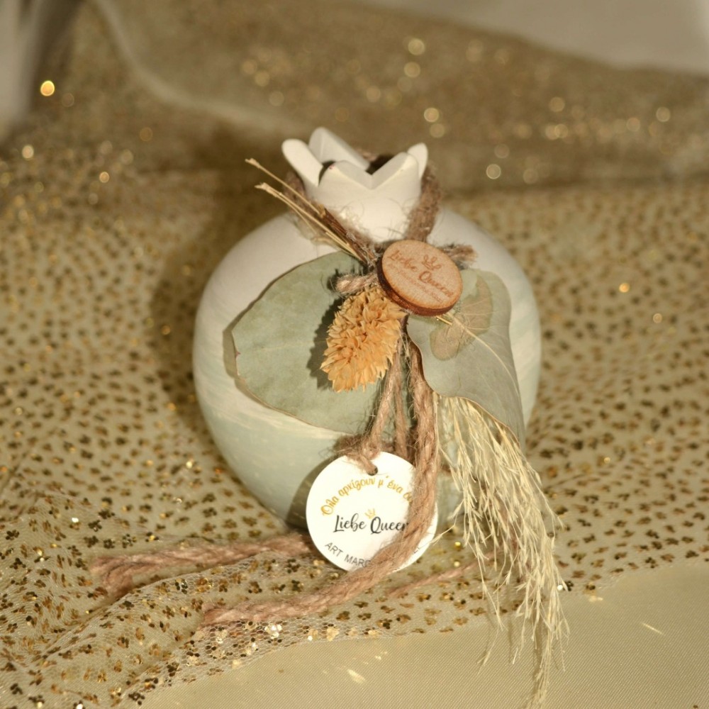 Γούρι Ρόδι κεραμικό βεραμάν μεσαίο pampas 9x9.5