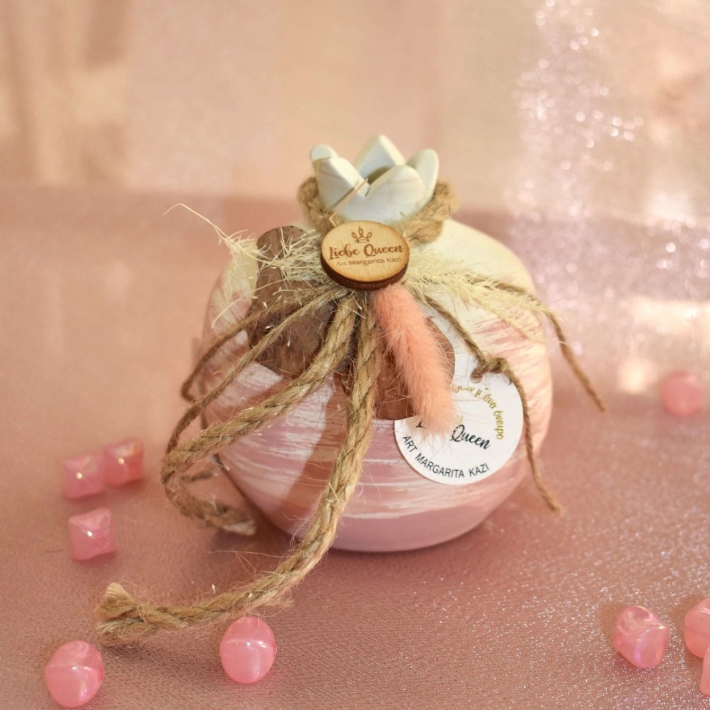 Γούρι Ρόδι κεραμικό σάπιο μήλο μεσαίο pampas 9x9.5