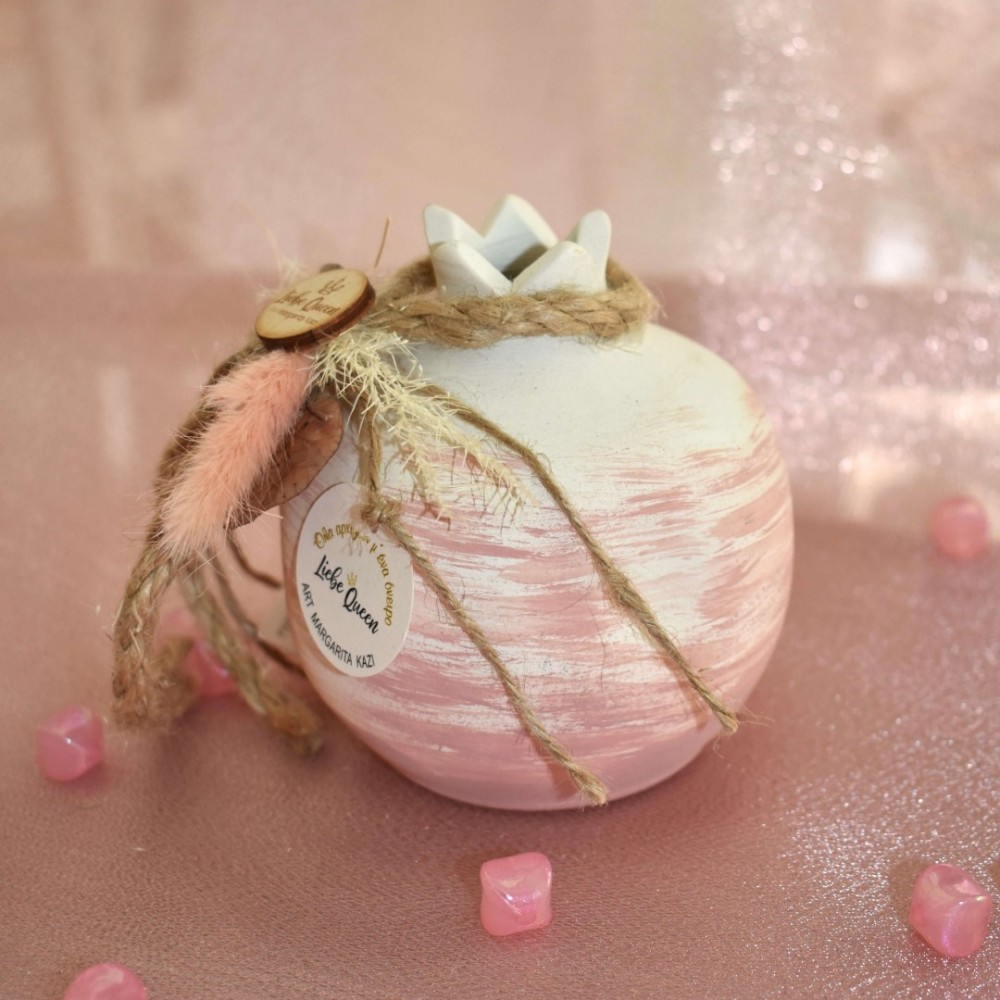 Γούρι Ρόδι κεραμικό σάπιο μήλο μεσαίο pampas 9x9.5