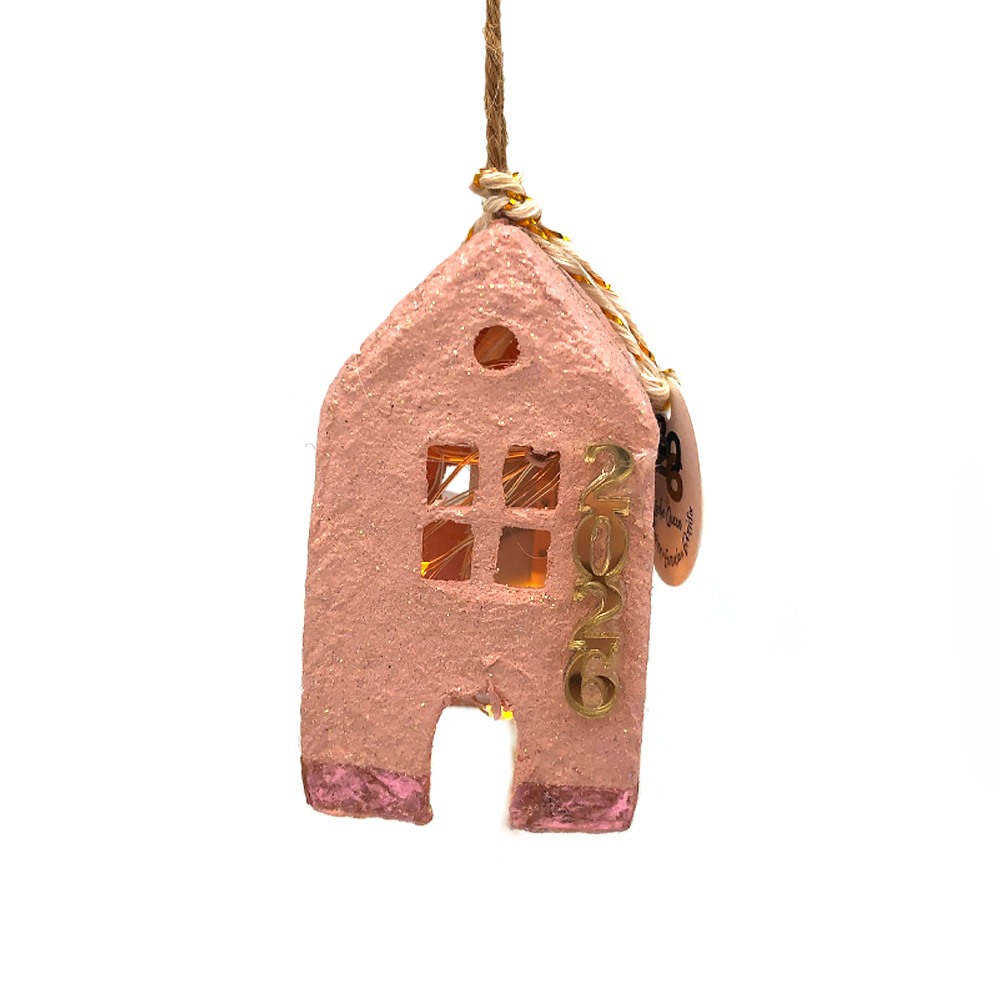 Γούρι σπιτάκι φωτιζόμενο ροζ 
