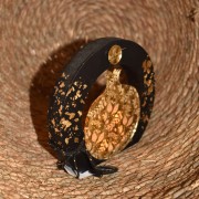 Γούρι ρόδι χρυσό plexiglass σε ξύλο μαύρο μεγάλο φωτιζόμενο