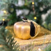 Γούρι κολοκύθα κεραμική χρυσή μικρή