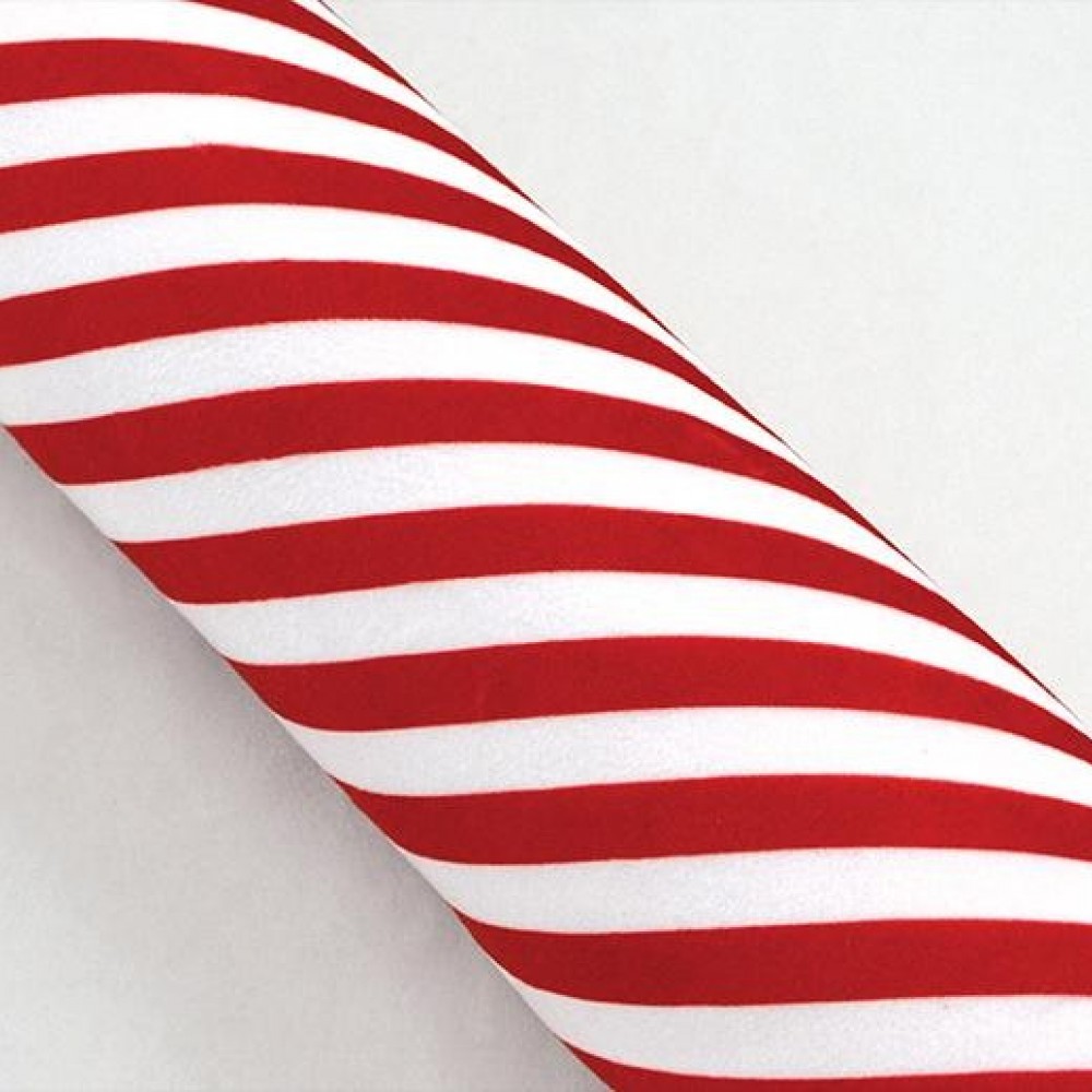 Ύφασμα HOLLAND VELVET PARALLEL κόκκινο-άσπρο 48 cm x 3 m