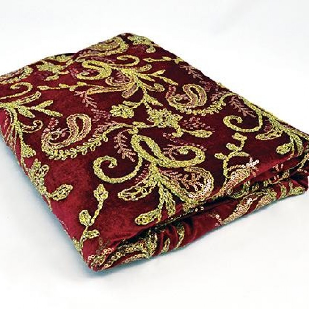 Ύφασμα EMBROIDERY VELVET BURGUNDY WITH FINISHING κόκκινο-λευκό 150 cm x 2 m Ύφασμα EMBROIDERY VELVET BURGUNDY WITH FINISHING κόκκινο-λευκό 150 cm x 2 m