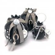 Γούρι Ρόδι κεραμικό μεγάλο μαύρο με πέταλο 12x9.5