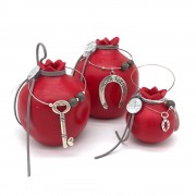 Γούρι Ρόδι κεραμικό μεγάλο κόκκινο με πέταλο 12x9.5