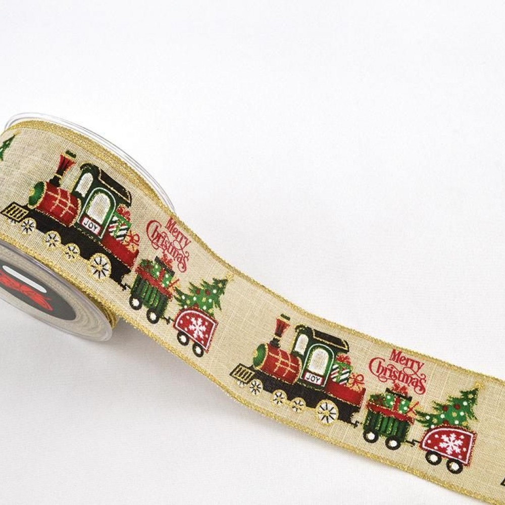 Κορδέλα καμβάς Christmas Wagon ιβουάρ 6.7 cm X 9 m