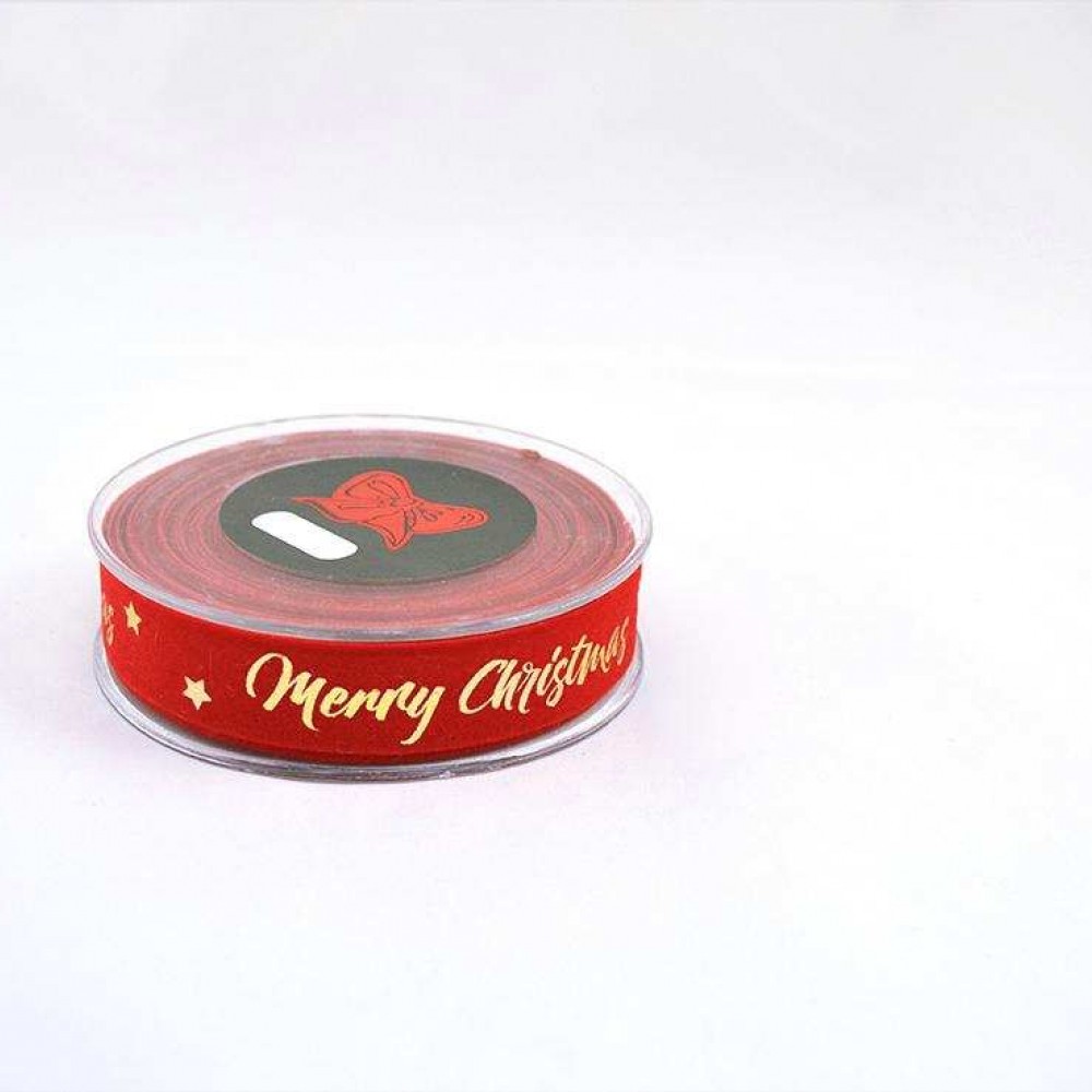 Κορδέλα βελούδο Merry Christmas κόκκινη 2.3 cm X 9 m