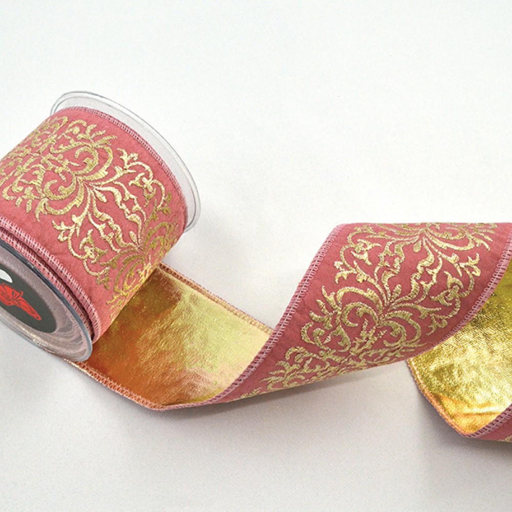 Κορδέλα ELIF πούδρα-χρυσό 9.5 cm Χ 4.5 m