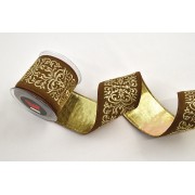 Κορδέλα ELIF καφέ-χρυσό 9.5 cm Χ 4.5 m