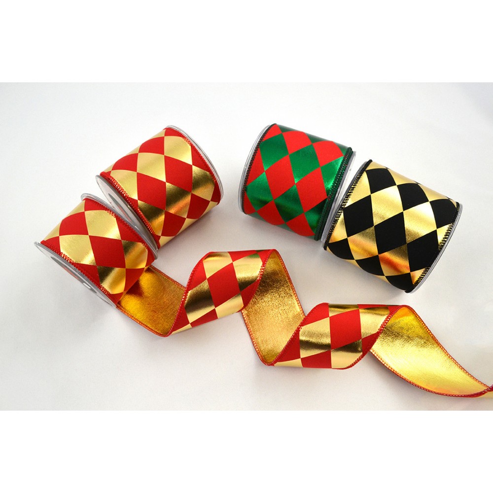 Κορδέλα ARLECCHINO μαύρο-χρυσό 6.7 cm Χ 4.5 m