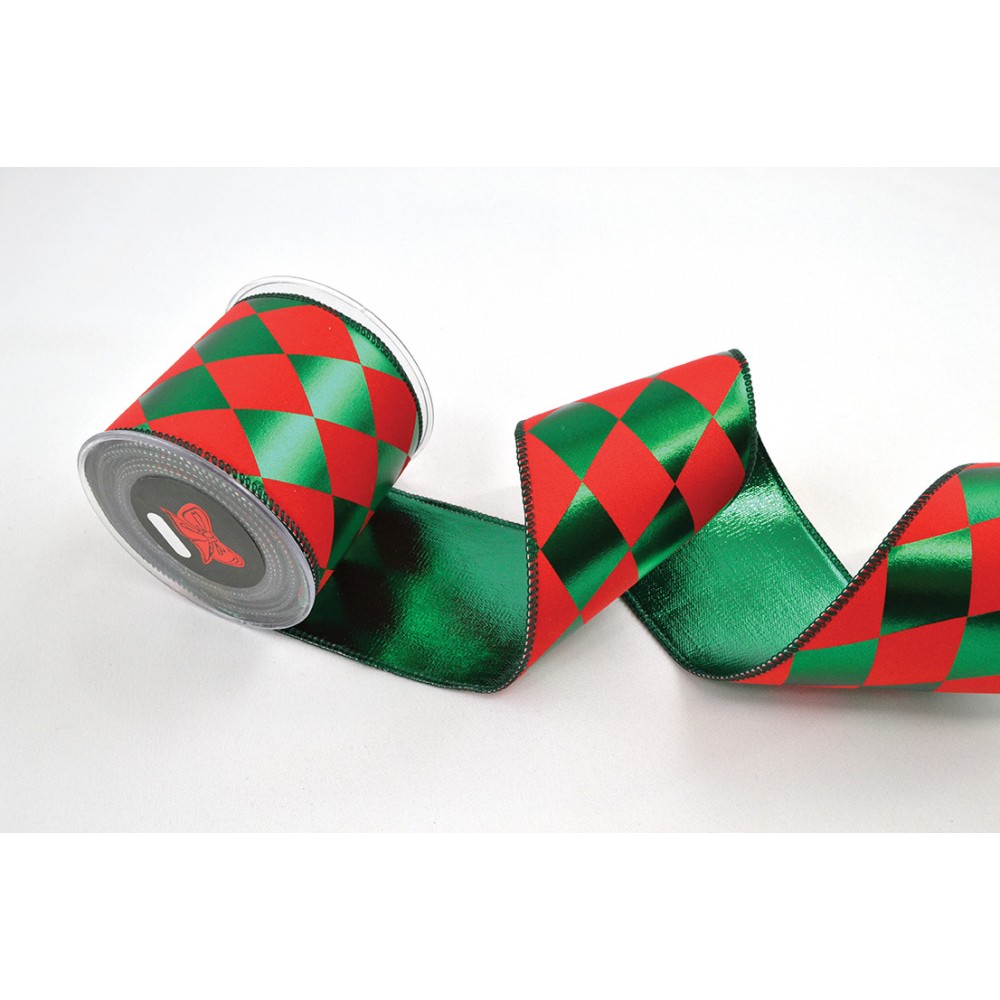 Κορδέλα ARLECCHINO πράσινο-κόκκινο 6.7 cm Χ 4.5 m