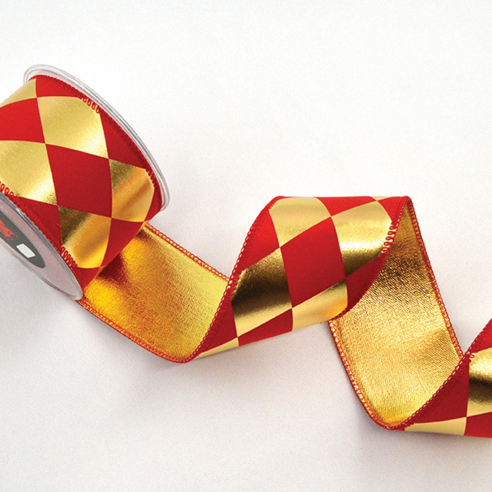 Κορδέλα ARLECCHINO κόκκινο-χρυσό 6.7 cm Χ 4.5 m