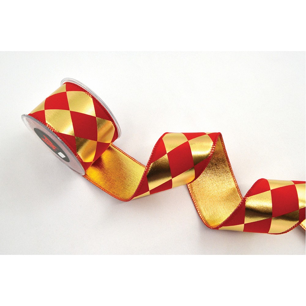 Κορδέλα ARLECCHINO κόκκινο-χρυσό 6.7 cm Χ 4.5 m