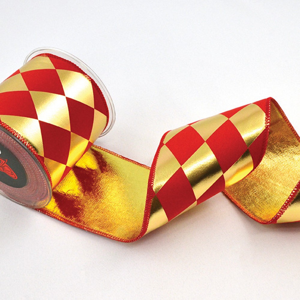 Κορδέλα ARLECCHINO κόκκινο-χρυσό 6.7 cm Χ 4.5 m
