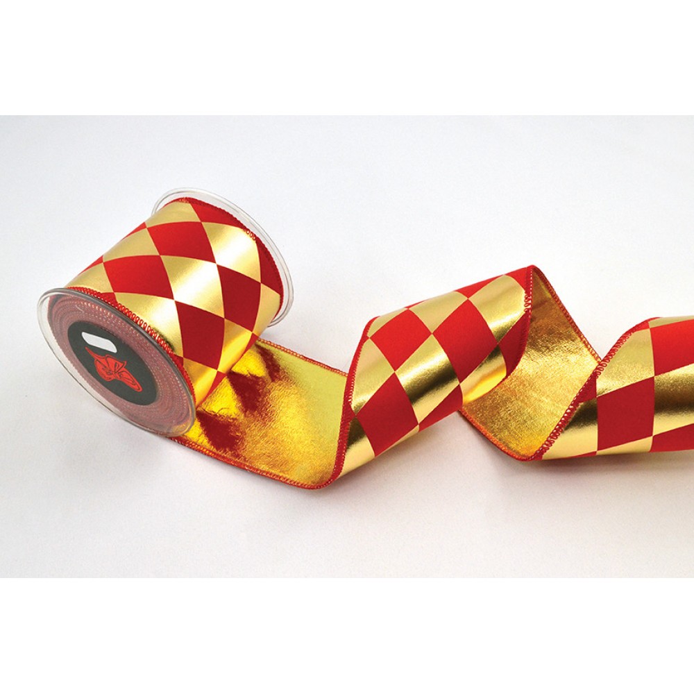 Κορδέλα ARLECCHINO κόκκινο-χρυσό 6.7 cm Χ 4.5 m