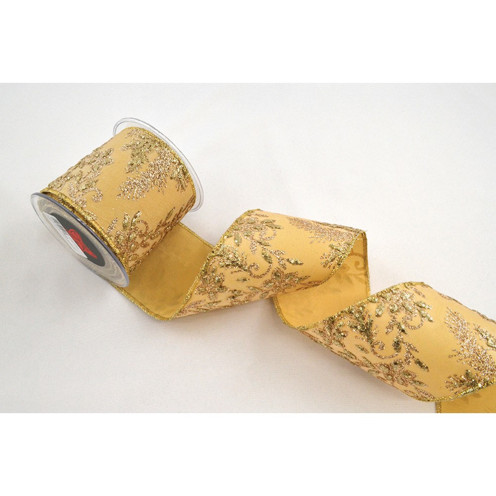 Κορδέλα ALKYON DOUBLE FACE GROSS μπεζ-χρυσό 10 cm Χ 4.5 m
