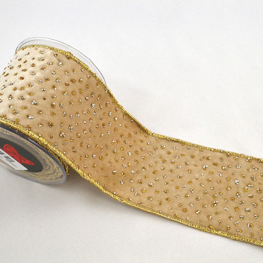 Κορδέλα PORTABELLA μπεζ-χρυσό 6.7 cm Χ 4.5 m