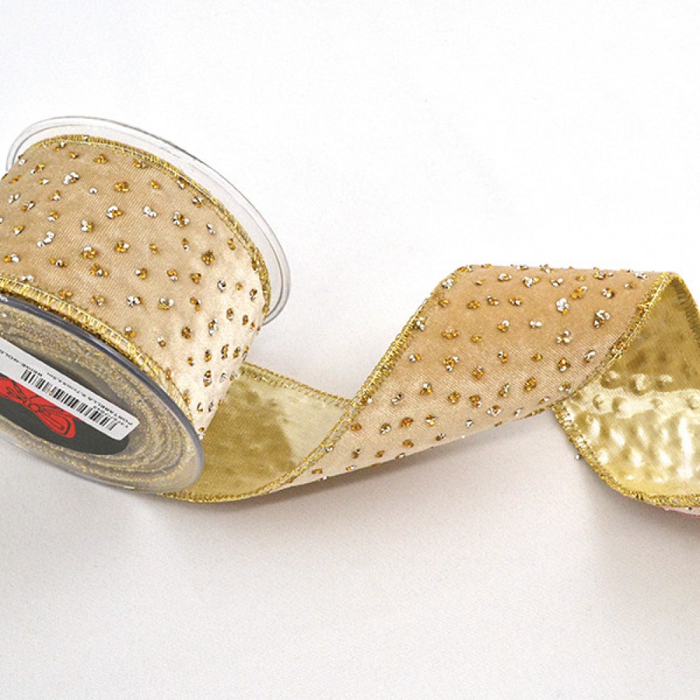 Κορδέλα PORTABELLA μπεζ-χρυσό 6.7 cm Χ 4.5 m