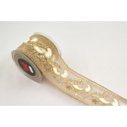 Κορδέλα FERONIA λευκό-χρυσό 8 cm X 4.5 m