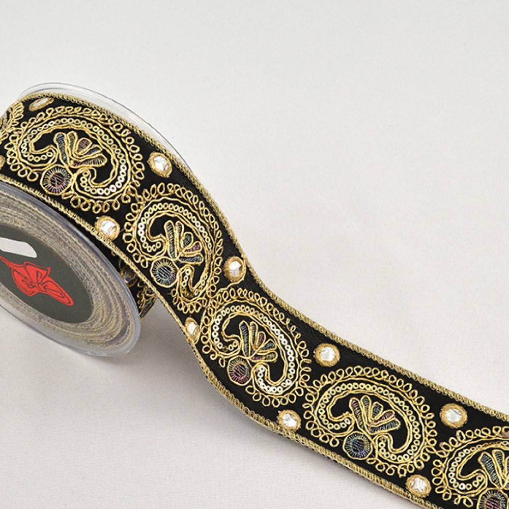 Κορδέλα LOUDIANA μαύρο-χρυσό 6 cm X 4.5 m