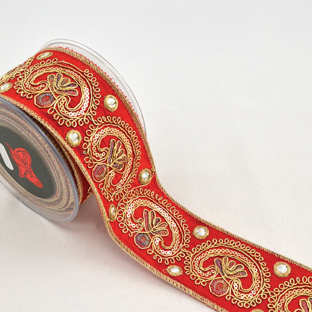 Κορδέλα LOUDIANA κόκκινο-χρυσό 6 cm X 4.5 m
