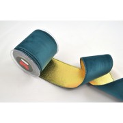 Κορδέλα HOLLAND VELVET DOUBLE FACE FOIL βεραμάν 5,2 cm Χ 4.5 m