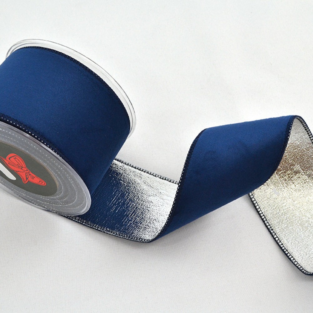Κορδέλα HOLLAND VELVET DOUBLE FACE FOIL μπλε 5,2 cm Χ 4.5 m