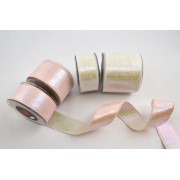 Κορδέλα AURORA BACKING LONETA FOIL ροζ ιριζέ 4.3 cm Χ 4.5 m