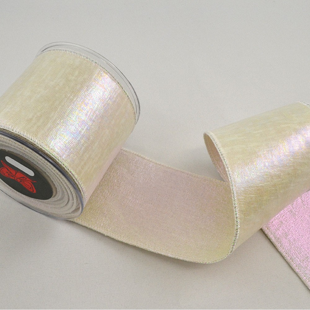 Κορδέλα AURORA BACKING LONETA FOIL λευκό ιριζέ 4.3 cm Χ 4.5 m