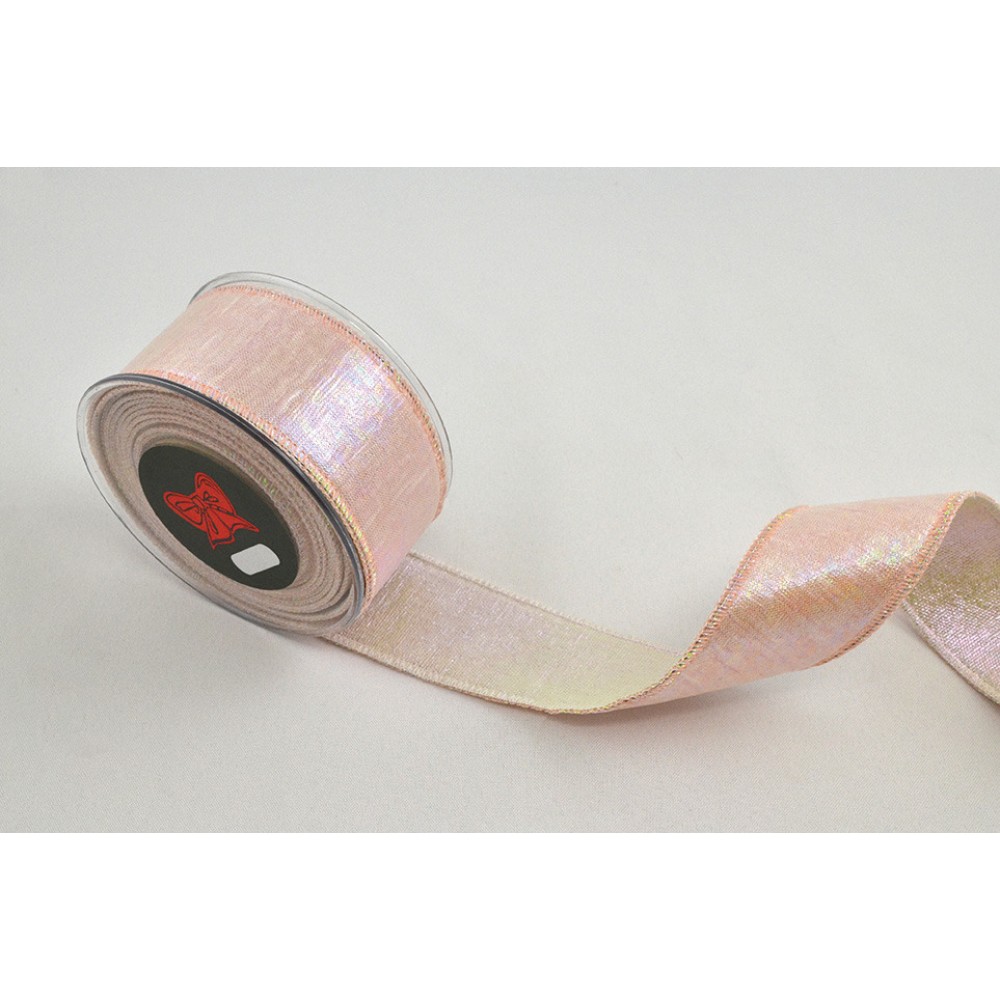 Κορδέλα AURORA BACKING LONETA FOIL ροζ ιριζέ 4.3 cm Χ 4.5 m