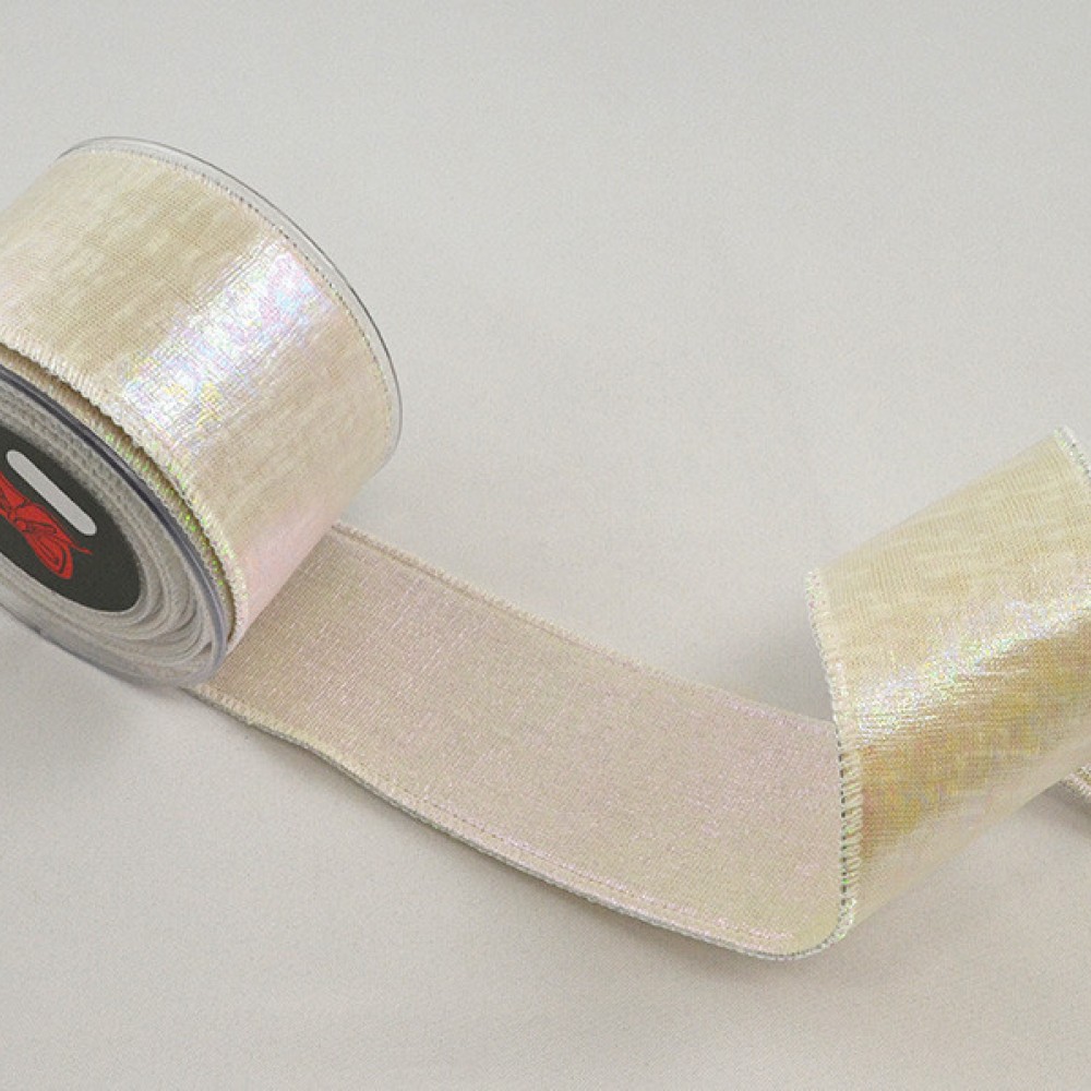 Κορδέλα AURORA BACKING LONETA FOIL λευκό ιριζέ 4.3 cm Χ 4.5 m