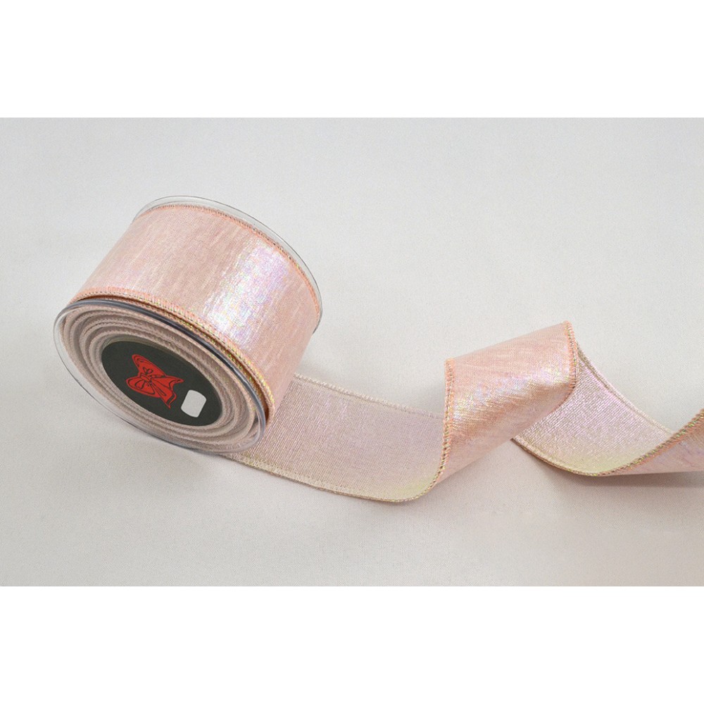 Κορδέλα AURORA BACKING LONETA FOIL ροζ ιριζέ 4.3 cm Χ 4.5 m