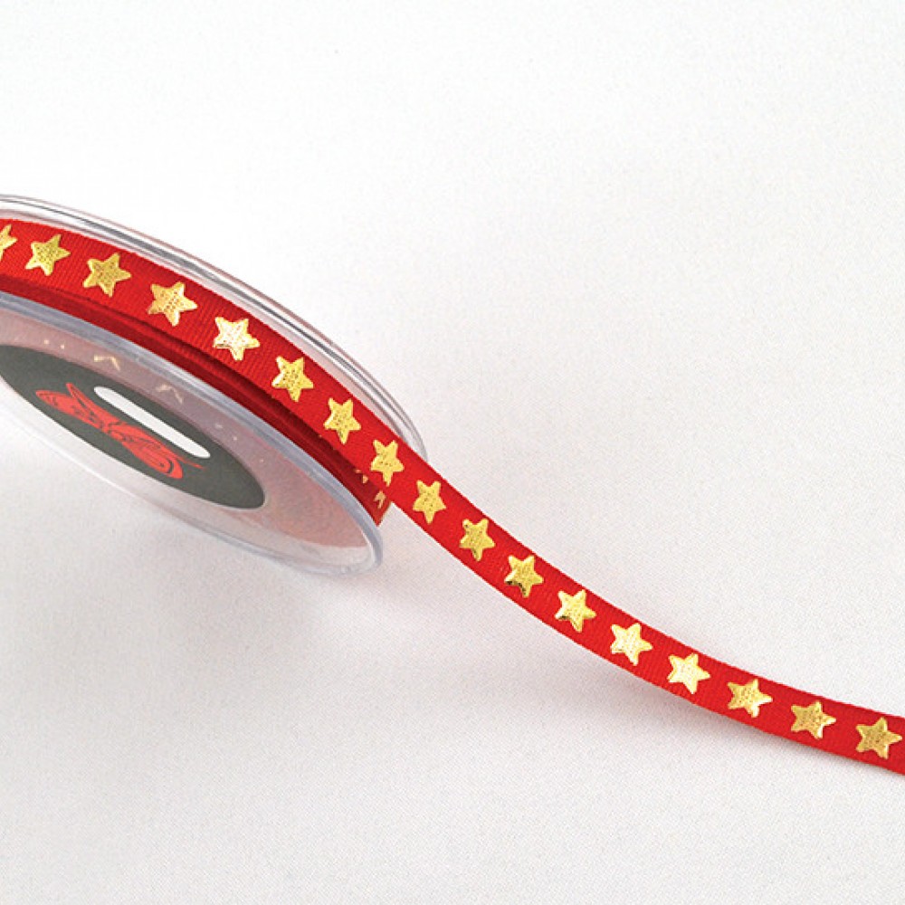 Κορδέλα GRO SHINY STARS κόκκινο-χρυσό 1.2 cm Χ 18 m